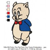100x100 Porky The Pig From Tiny Toons Embroidery Design Instant Download
